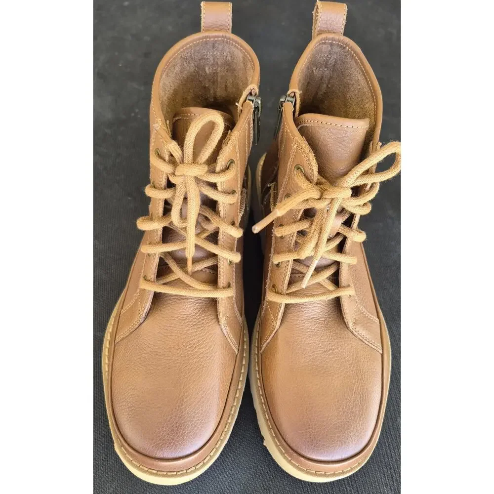 UGG Brown Leather Deconstructed Lace Up Combat Boots Size 7 New No Box